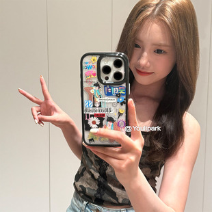 由里公园ins小众潮酷涂鸦雏菊GD权志龙15适用16pro苹果16ProMax手机壳iPhone16全包14新款 14Promax保护套13女