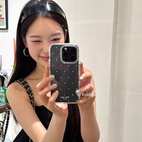 少女甜美闪粉彩钻爱心苹果手机壳