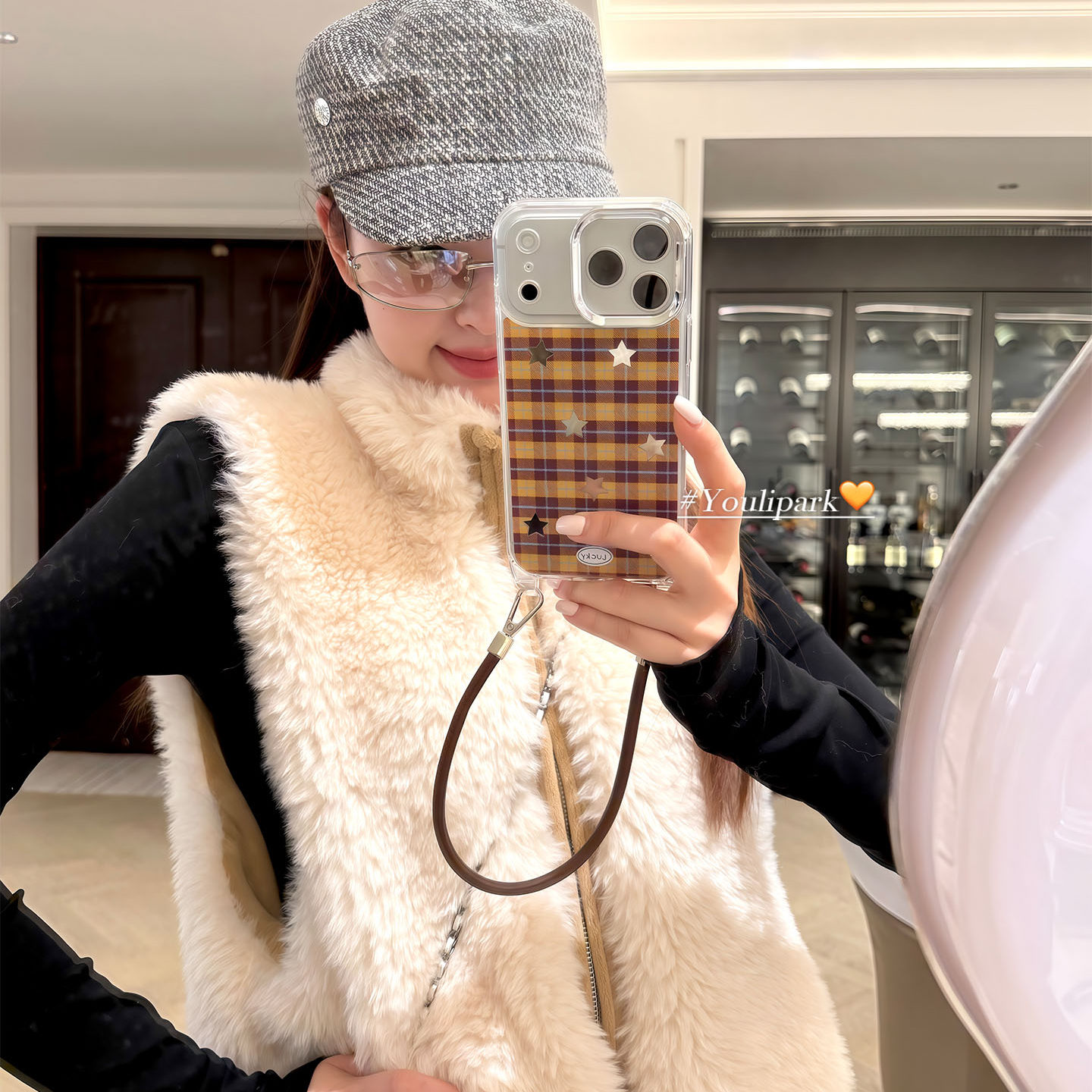 由里公园ins韩系秋冬撞色格纹镜面星星挂绳17适用17pro苹果17ProMax手机壳iPhone16全包14新款16Promax保护套,3C数码配件,手机保护套/壳,淘宝优惠券,粉丝福利购,淘宝优惠卷