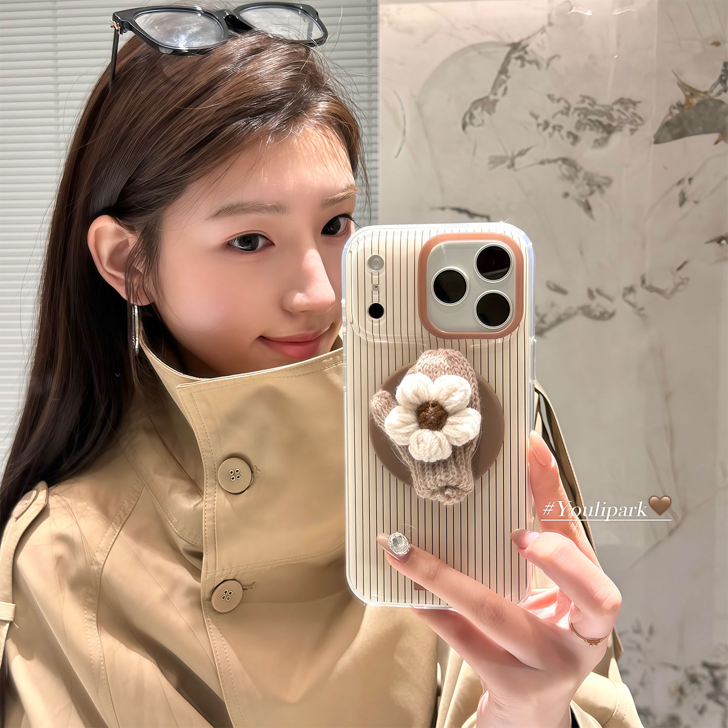 由里公园ins秋冬条纹针织花朵手套磁吸支架17适用17pro苹果17ProMax手机壳iPhone16全包14新款16Promax保护套,3C数码配件,手机保护套/壳,淘宝优惠券,粉丝福利购,淘宝优惠卷