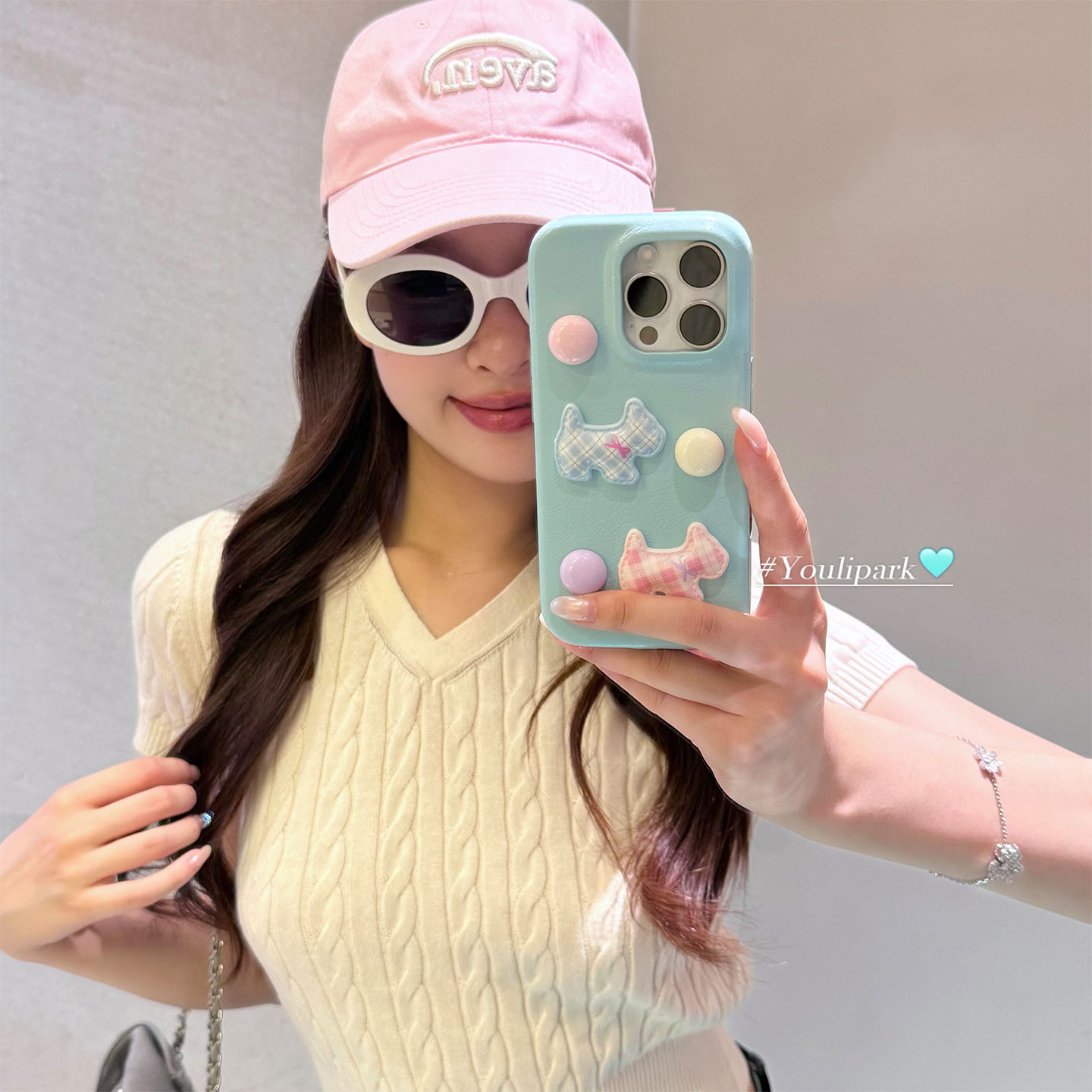 皮质baby蓝立体小狗苹果手机壳女