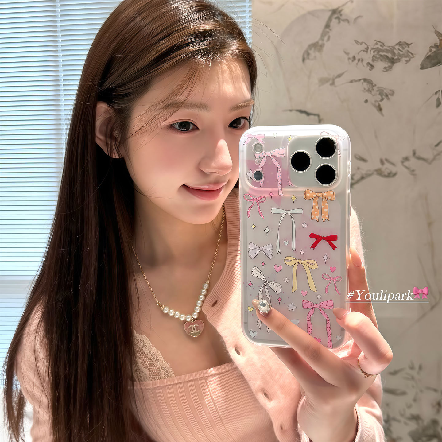 由里公园ins韩系少女甜美彩色星星蝴蝶结17适用17pro苹果1