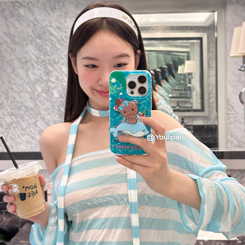 苹果手机壳夏日少女可爱海豚猫咪