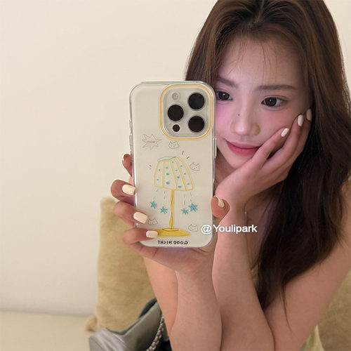 可爱线条涂鸦星星台灯苹果手机壳