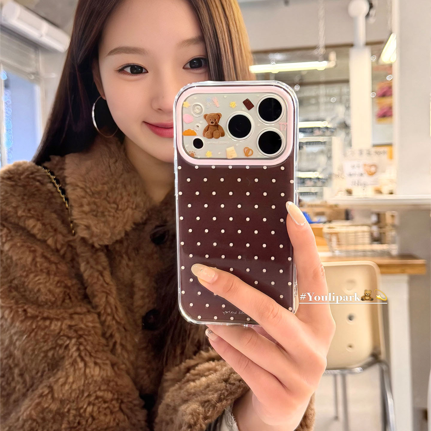 由里公园ins韩系可爱巧克力棕波点小熊17适用17pro苹果17ProMax手机壳iPhone16全包14新款16Promax保护套13女,3C数码配件,手机保护套/壳,淘宝优惠券,粉丝福利购,淘宝优惠卷