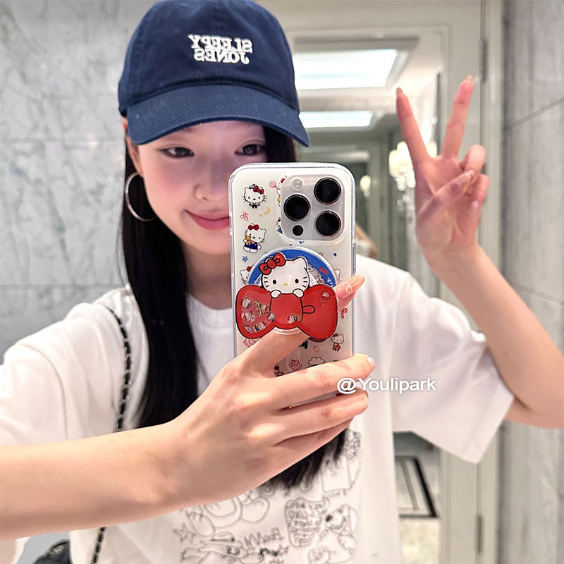 可爱奶萌磁吸蝴蝶结猫苹果手机壳