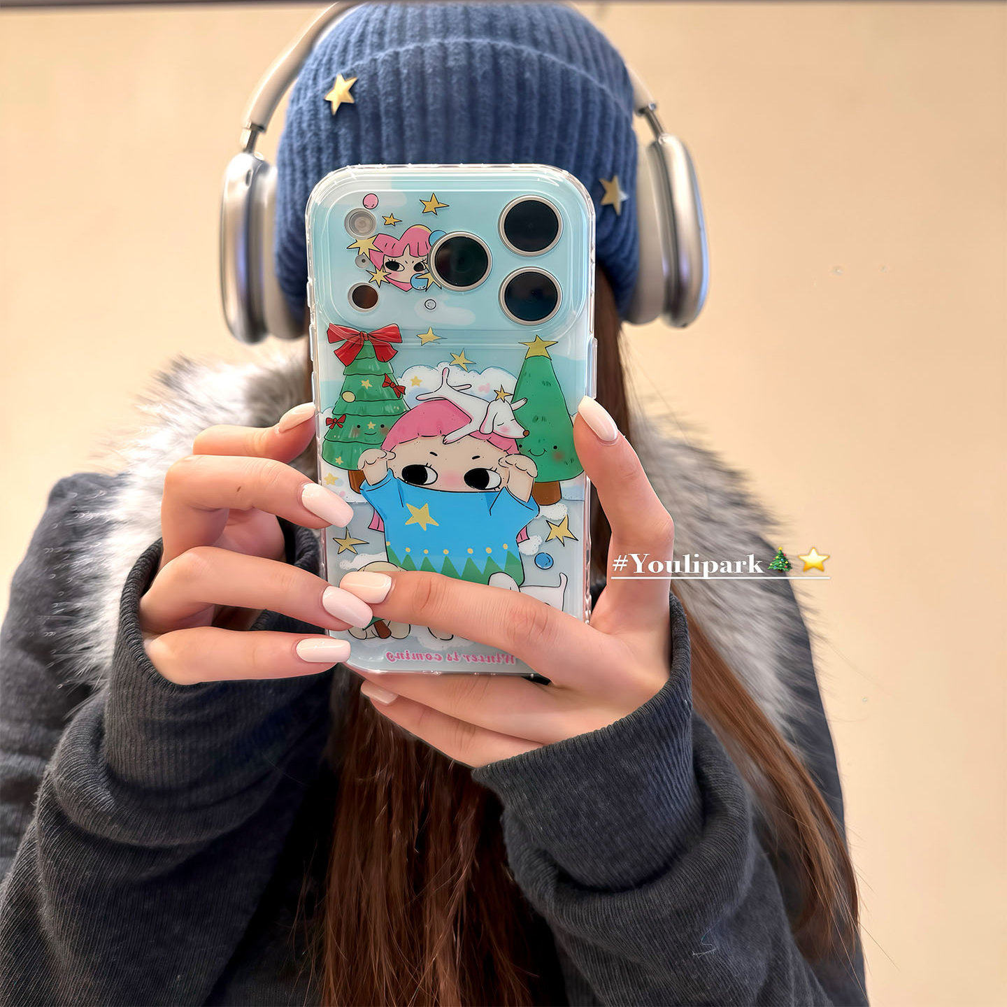 由里公园ins可爱冬日圣诞树兔兔粉发女孩17适用17pro苹果1