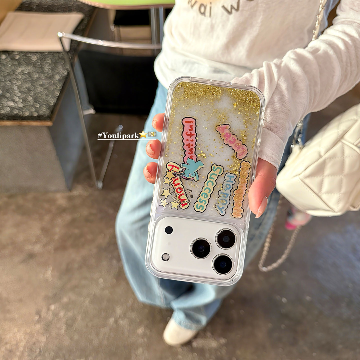 金箔流沙好运英文字母苹果手机壳