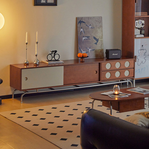 繁丰中古风实木落地电视柜小户型