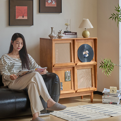 繁丰实木斗柜客厅靠墙一体储物柜收纳柜沙发边柜置物柜卧室五斗柜