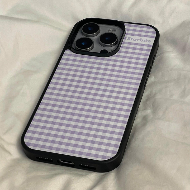 日韩风ins格纹适用苹果17手机壳新款iPhone16pro小众13promax女款15pro全包保护套14pro防摔12软壳11韩系简约