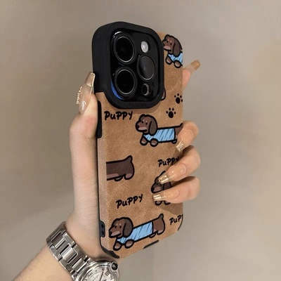 全包贴皮腊肠狗苹果16pro手机壳