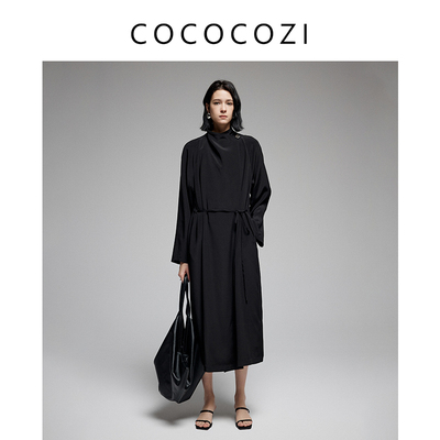 【淘宝直播间】春桑蚕丝大翻领腰带廓形长风衣外套女