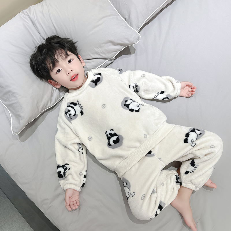 儿童睡衣男童秋冬款珊瑚绒2023新款男孩冬季加厚法兰绒宝宝家居服怎么看?