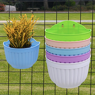 壁挂式花盆加厚简约阳台墙挂绿萝多肉盆栽环保半圆形透气树脂彩色