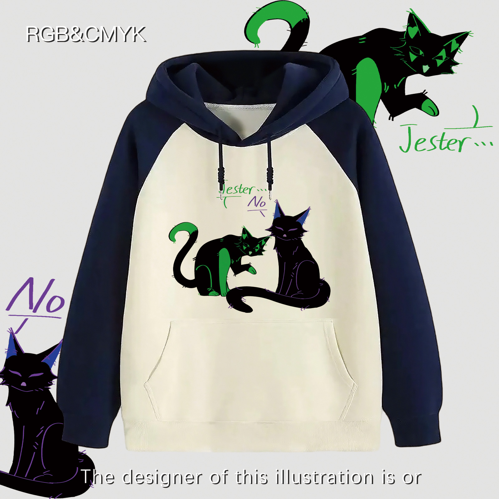 RGBCMYK插画师or联名怪胎马戏团-猫薄荷同人男女加绒加厚卫衣