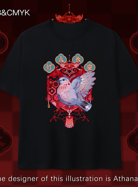 RGB&CMYK插画师Athanaca联名灯火长安原创重磅T恤宽松防透短袖