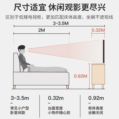 电视机高款家用卧室轻奢简约现代小户型一体靠墙客厅电视机储物柜