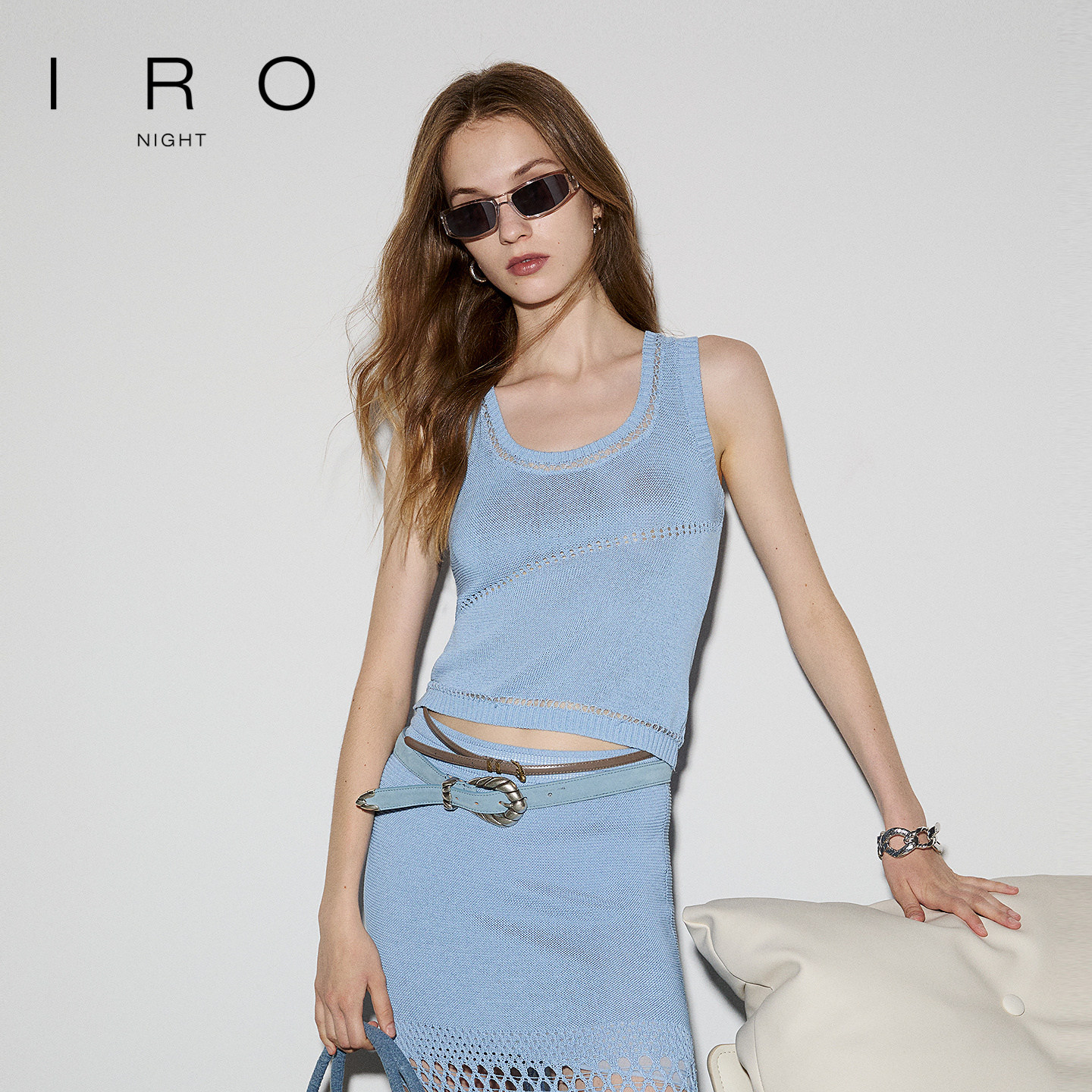 IRO Night【张小婉同款】镂空针织背心度假法式轻奢早秋新款