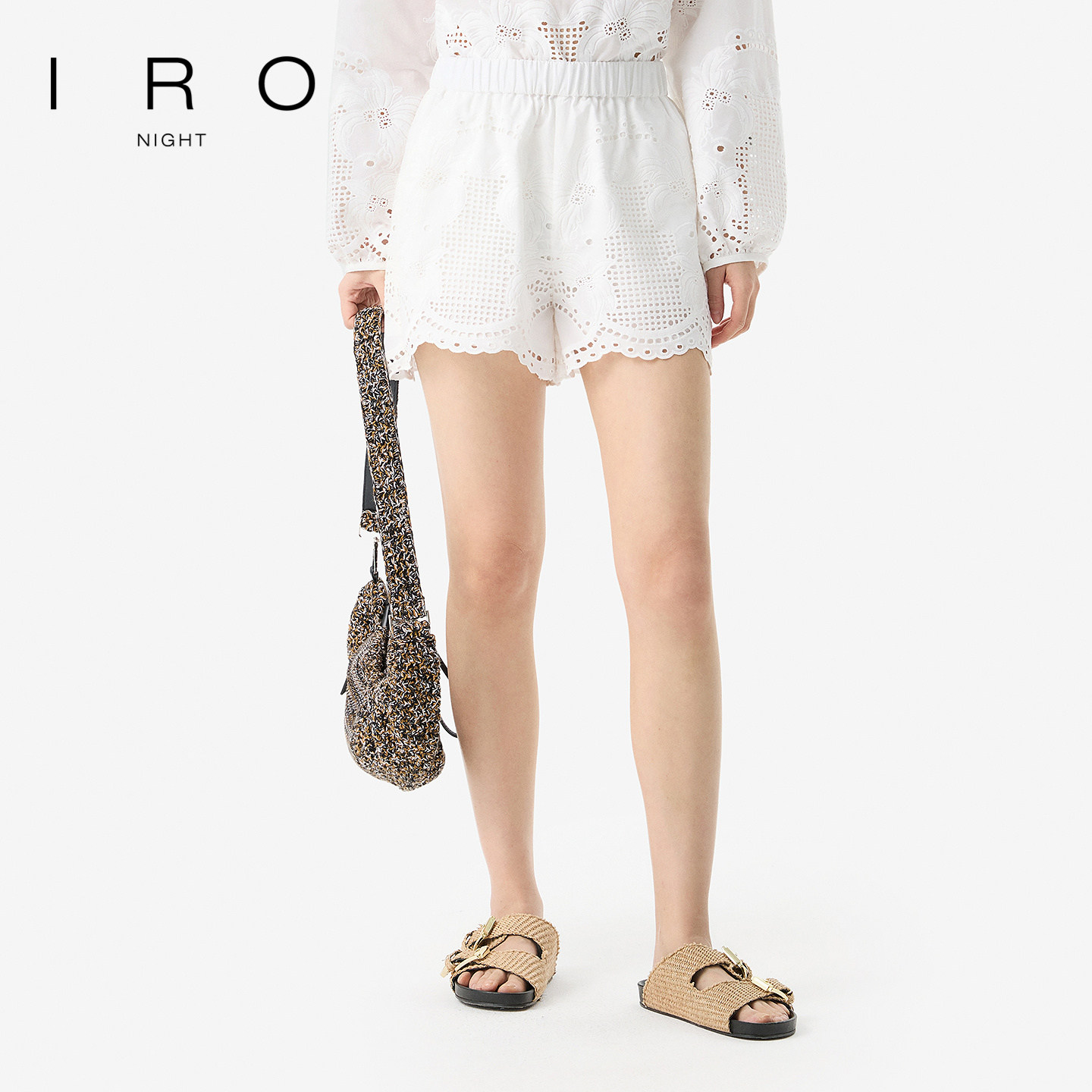 IRO Night 纯棉抽纱绣短裤休闲度假裤子白色法式轻奢26春季新款,女装/女士精品,短裤,淘宝优惠券,粉丝福利购,淘宝优惠卷