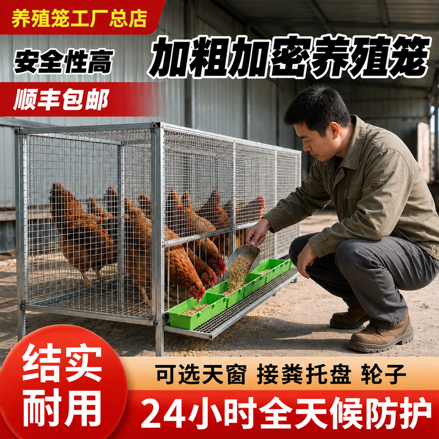 鸡笼子家用室外大号防黄鼠狼铁丝网防雨饲养笼不锈钢芦丁鸡养殖笼图片