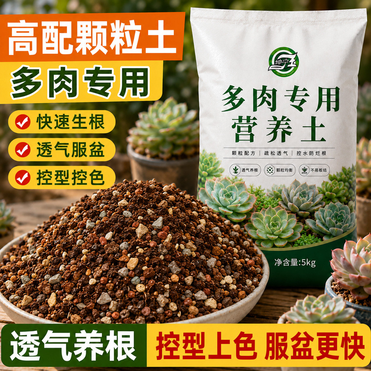 多肉颗粒土专用营养土植物泥炭种植土壤肉肉叶插小苗老桩颗粒花土