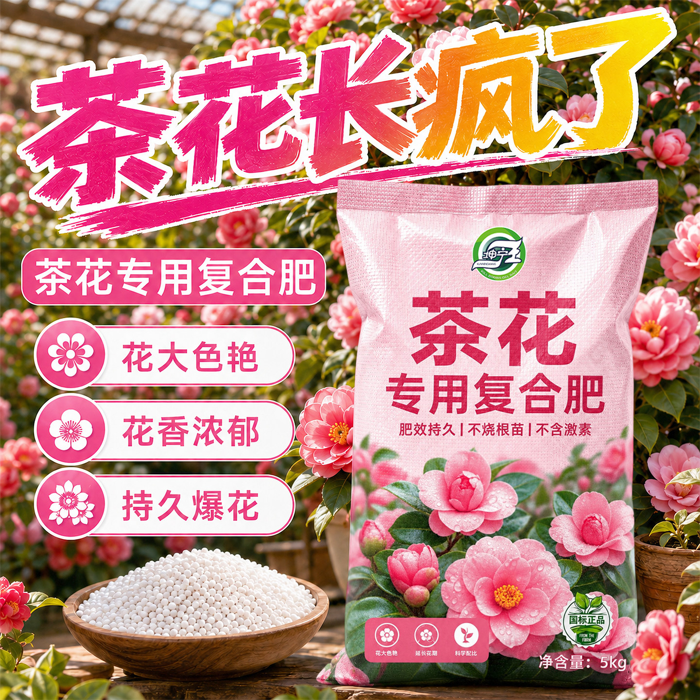 茶花专用肥料正品复合肥家用盆栽山茶花氮磷钾三元肥促开花水溶肥图片