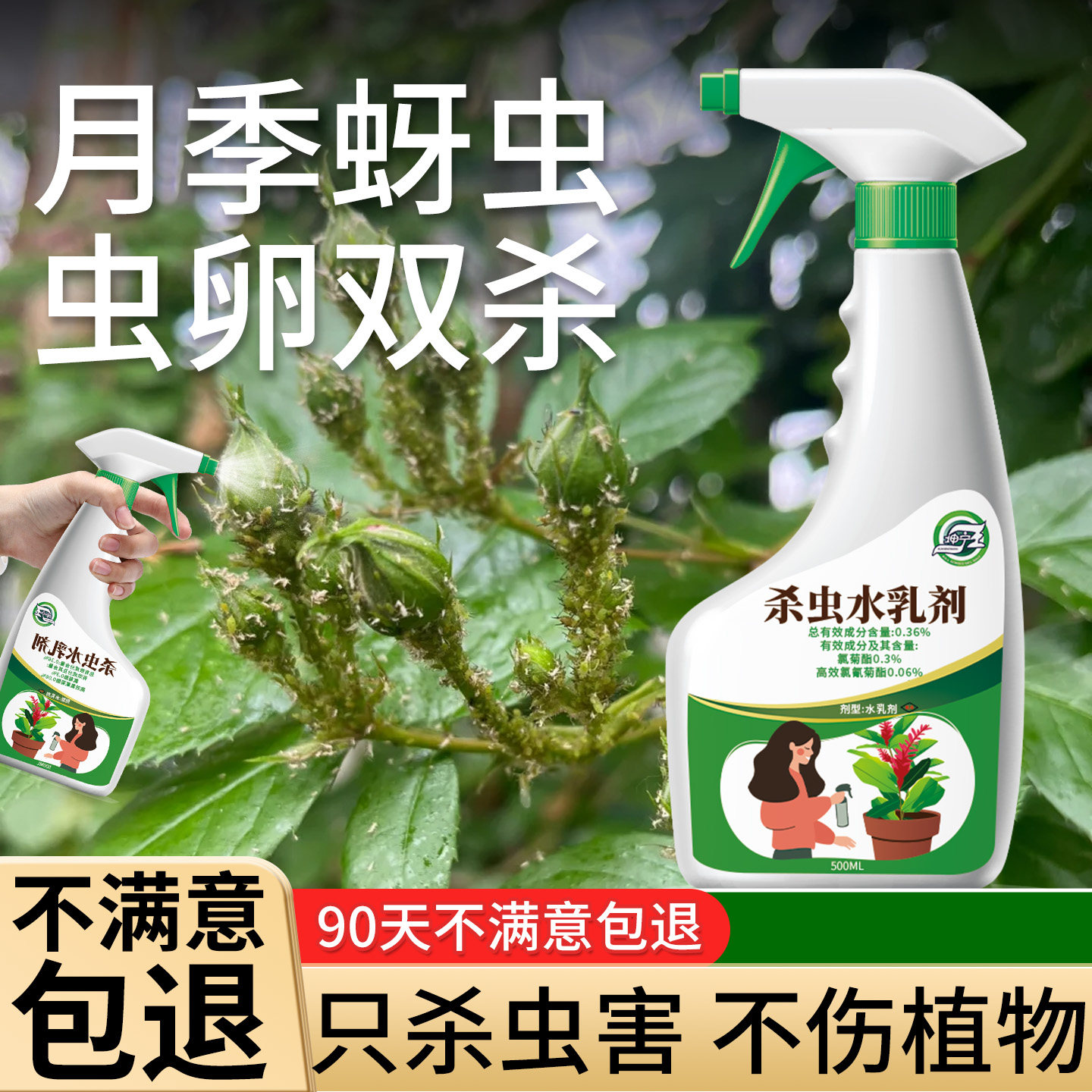 蚜虫杀虫剂月季花病虫害常用药牙虫芽虫花卉植物绿植花药除虫专用