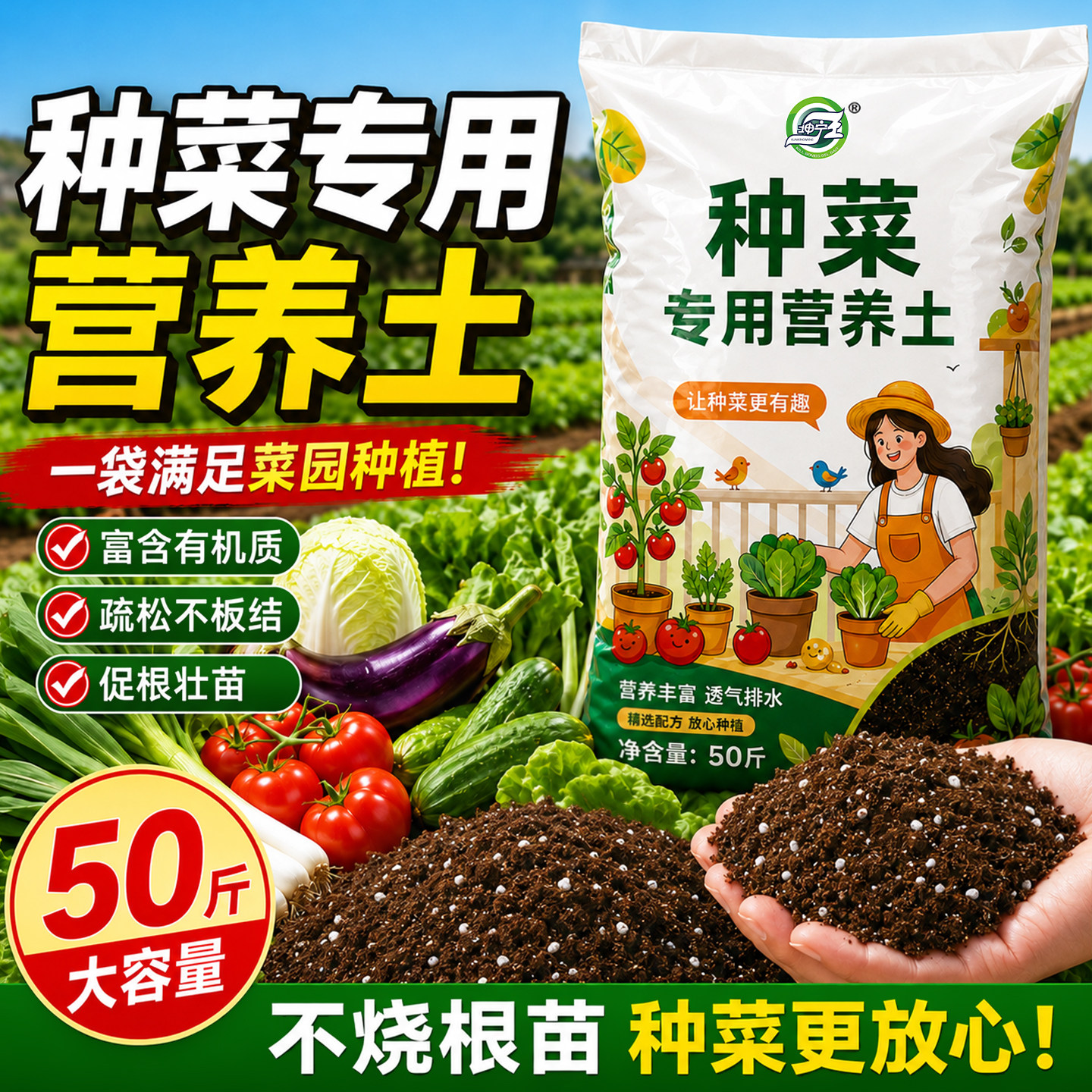 营养土种菜专用阳台蔬菜通用果蔬植物专用肥料土泥炭有机种植土壤