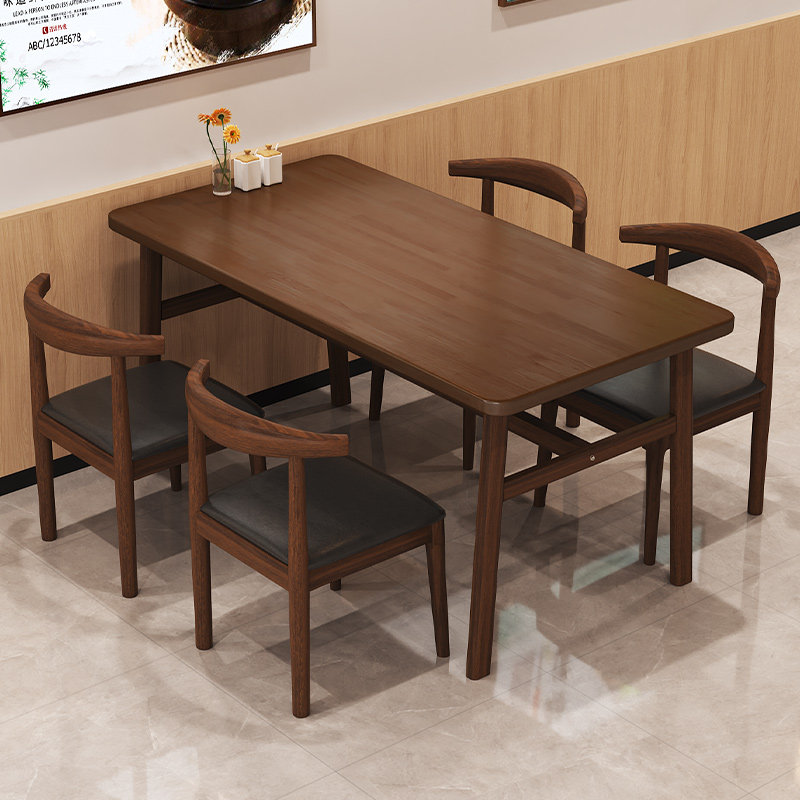 实木餐桌家用小户型客厅长方形吃饭桌子简易餐饮快餐店商用桌椅子
