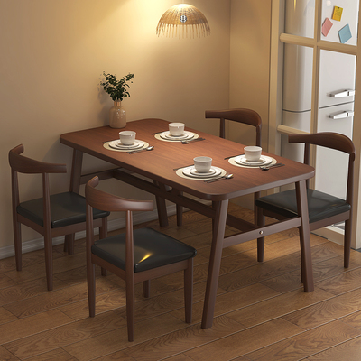 餐桌家用小户型北欧现代简约长方形吃饭桌子商用小吃店餐桌椅组合