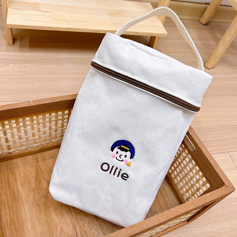 纯棉帆布收纳包刺绣名字妈咪包