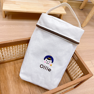 纯棉帆布收纳包刺绣名字妈咪包