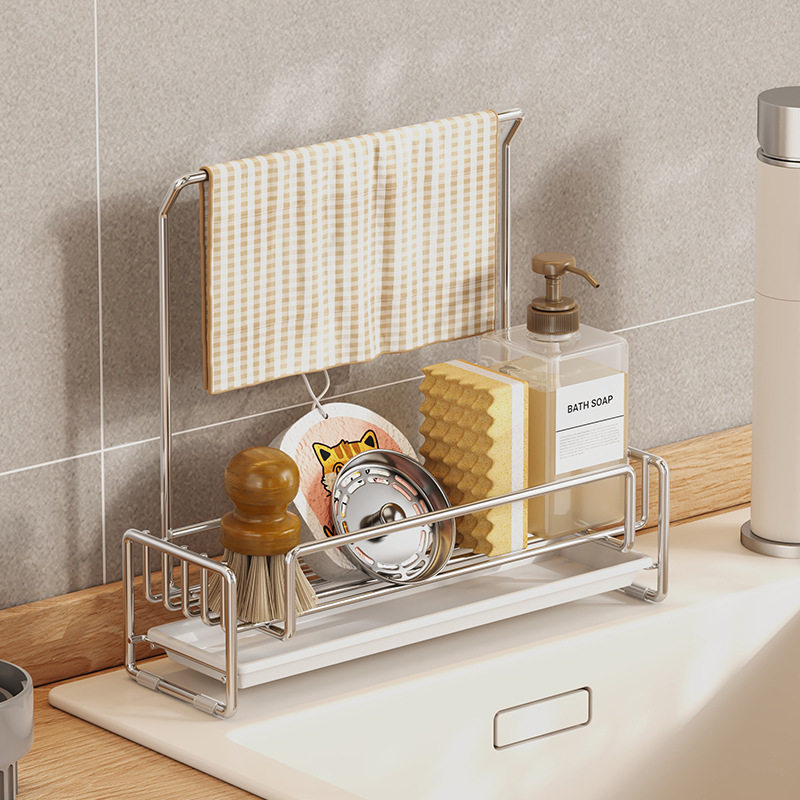 304不锈钢厨房水槽边抹布置物架晾洗碗布海绵沥水架放台面免安装,厨房/烹饪用具,厨房置物架/置物柜/角架,淘宝优惠券,粉丝福利购,淘宝优惠卷