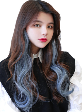 挂耳染假发片女长卷发彩色接