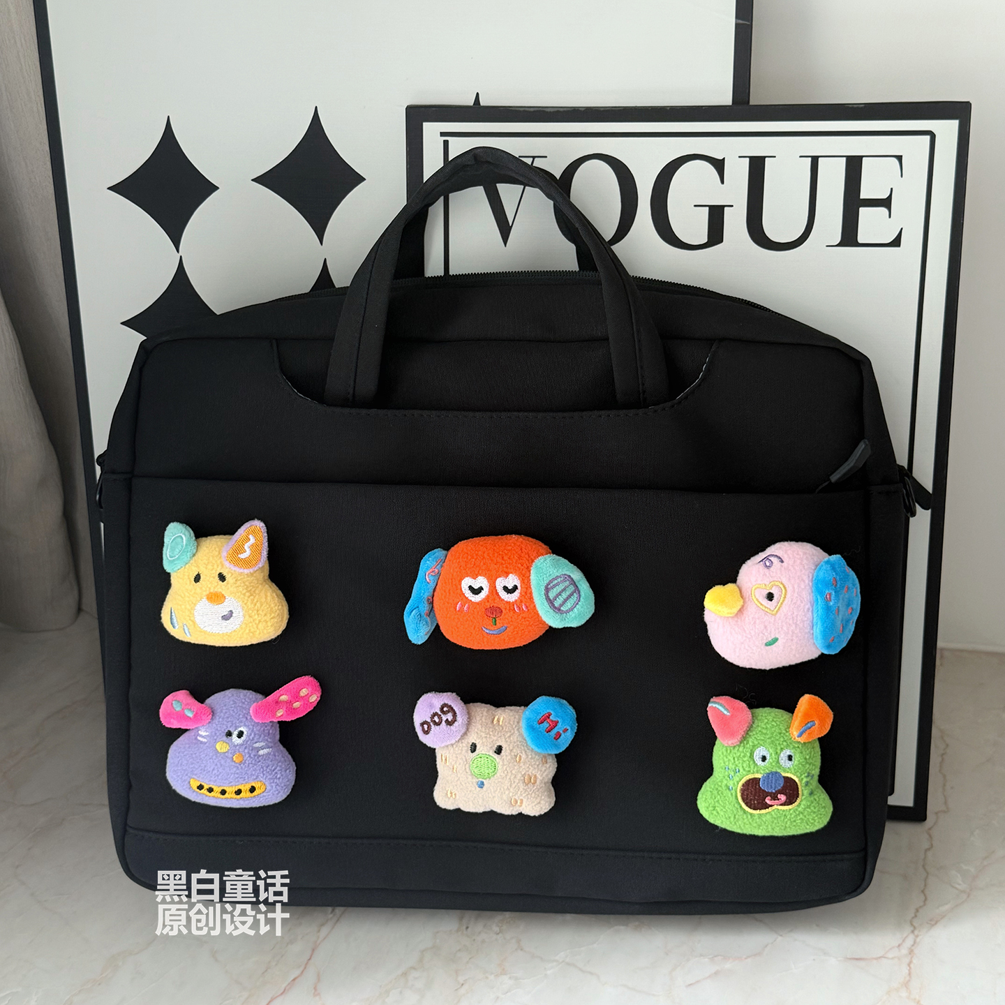 彩色玩偶小狗公仔电脑包