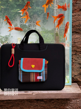 高颜值糖果口袋贴布笔记本电脑包14英寸女小众设计太空棉可爱平板包保护套11英寸适用华为苹果联想内胆包