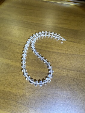 天然水晶白水晶铜镀真金串珠手作项链46cm