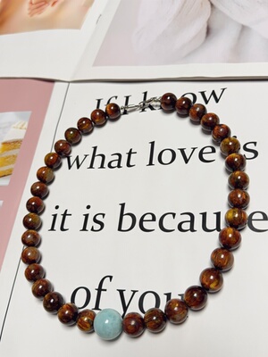 天然水晶海纹石火凤凰彼德石S925银手作项链46cm