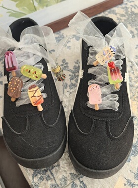 新款夏日透色棒冰鞋带扣冰激凌鞋花高级感成人儿童德训鞋装饰配饰