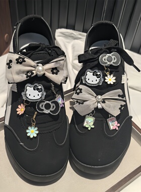 可爱网纱蝴蝶结鞋带扣鞋花高级感猫咪鞋扣小雏菊挂件鞋装饰配饰潮