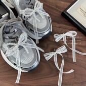 鞋 甜美款 扣ins串珠挂饰球鞋 单品网纱蕾丝蝴蝶结珍珠鞋 花配饰 时尚