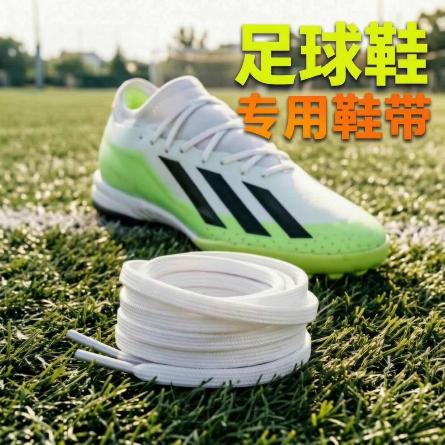 适配阿迪足球鞋专用鞋带双层防滑篮球鞋跑鞋6mm宽扁白色黑色鞋绳
