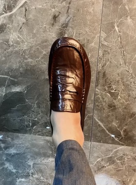 70123男鞋纯皮夏季商务休闲一脚蹬豆豆鞋懒人驾车皮鞋抛光软底鞋