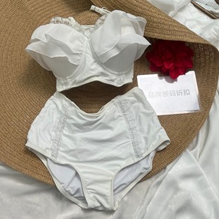 钢托小胸聚拢分体高腰复古甜美度假风游泳衣 微瑕 品牌断码 折扣