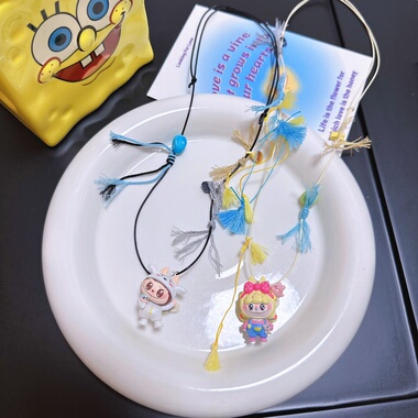 Liya手作拉布布labubu项链吊坠卡通可爱多巴胺配饰长款毛衣链饰品