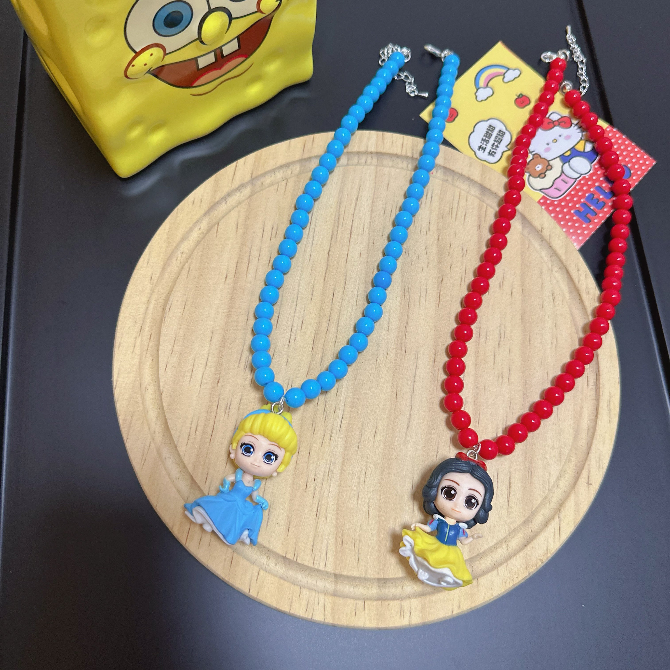 Liya手作迪士尼乐园白雪公主项链卡通可爱中古串珠项链多巴胺饰品