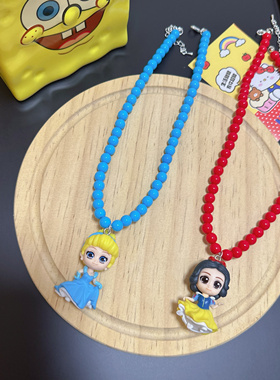 Liya手作迪士尼乐园白雪公主项链卡通可爱中古串珠项链多巴胺饰品