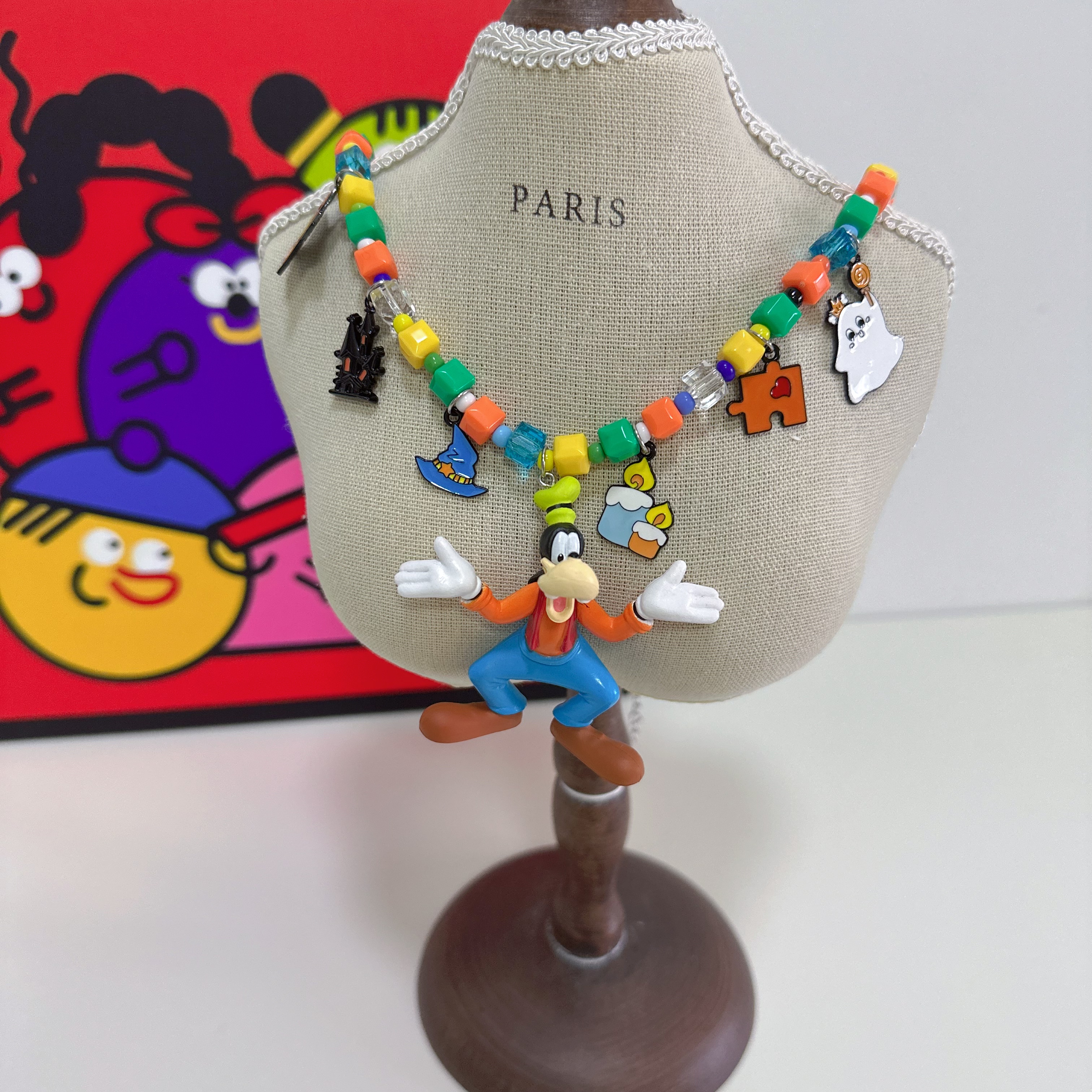 Liya手作饰品迪士尼高飞奇趣鬼马卡通可爱锁骨链多巴胺项链配饰女