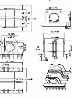 ER3945ETD39双槽骨架磁芯外壳配套卧式7+7针排距39变压器材料